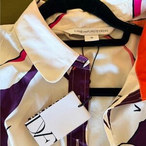 Diane Von Furstenberg Purple and White Blouse